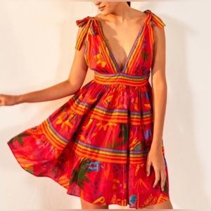 NWT FARM RIO Red Good Vibes Mini Dress